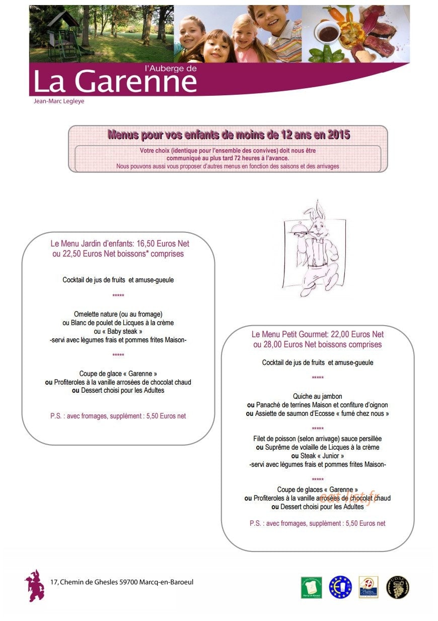L Auberge de la Garenne — carte page 21