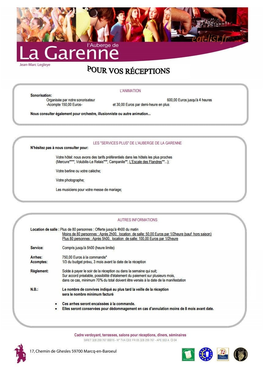 L Auberge de la Garenne — carte page 23
