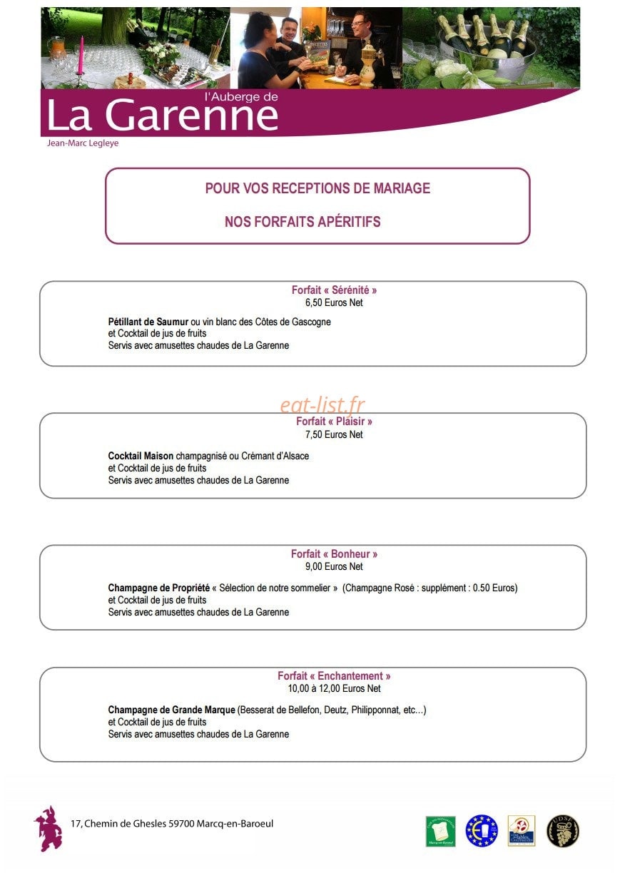 L Auberge de la Garenne — carte page 16
