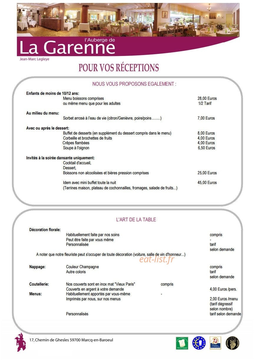L Auberge de la Garenne — carte page 22