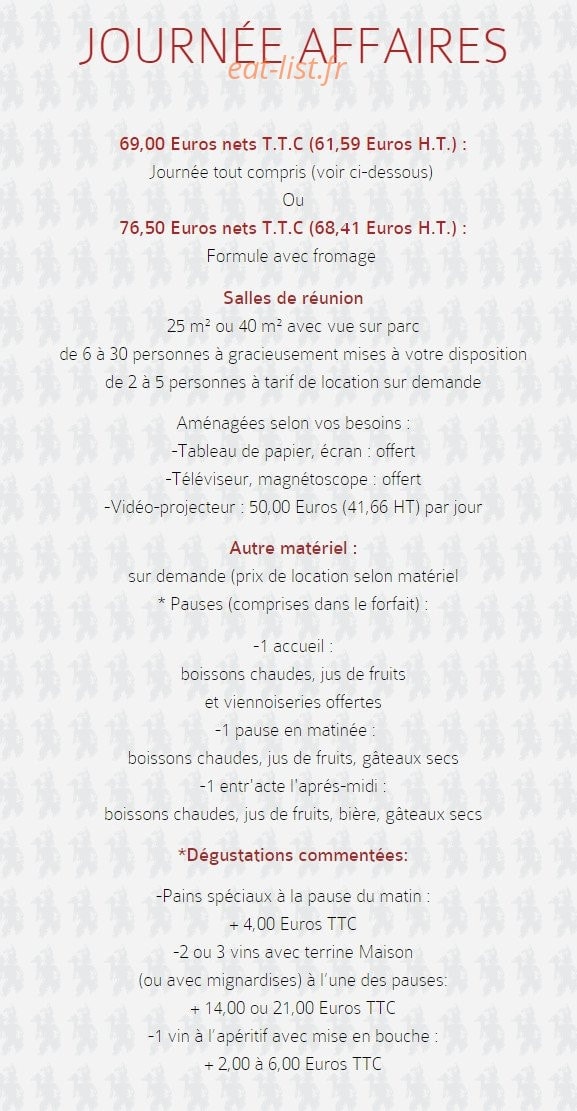 L Auberge de la Garenne — carte page 28