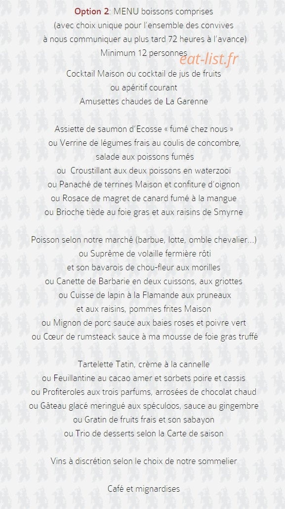 L Auberge de la Garenne — carte page 30