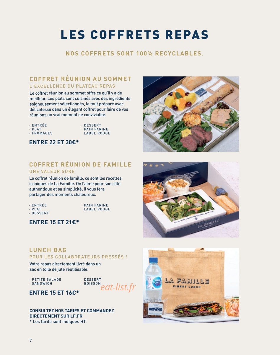 La Famille Finest Lunch — carte page 5