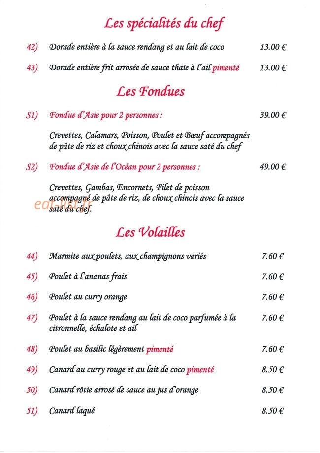 Le Gourmet d'Asie — carte page 11