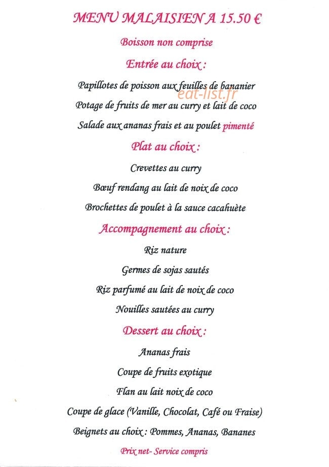 Le Gourmet d'Asie — carte page 5