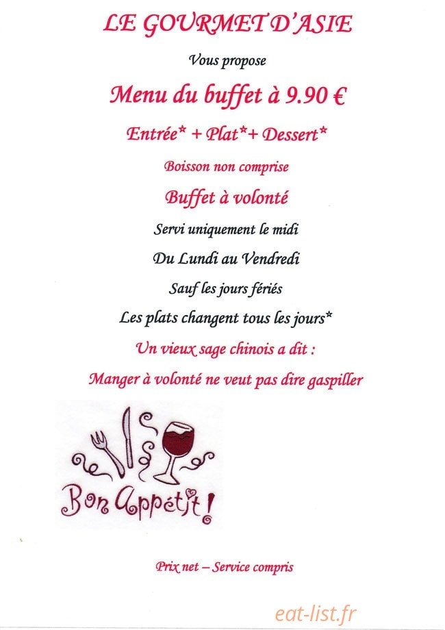 Le Gourmet d'Asie — carte page 3
