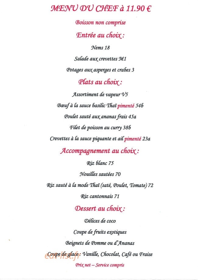Le Gourmet d'Asie — carte page 4