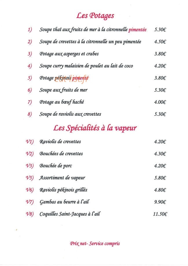 Le Gourmet d'Asie — carte page 14