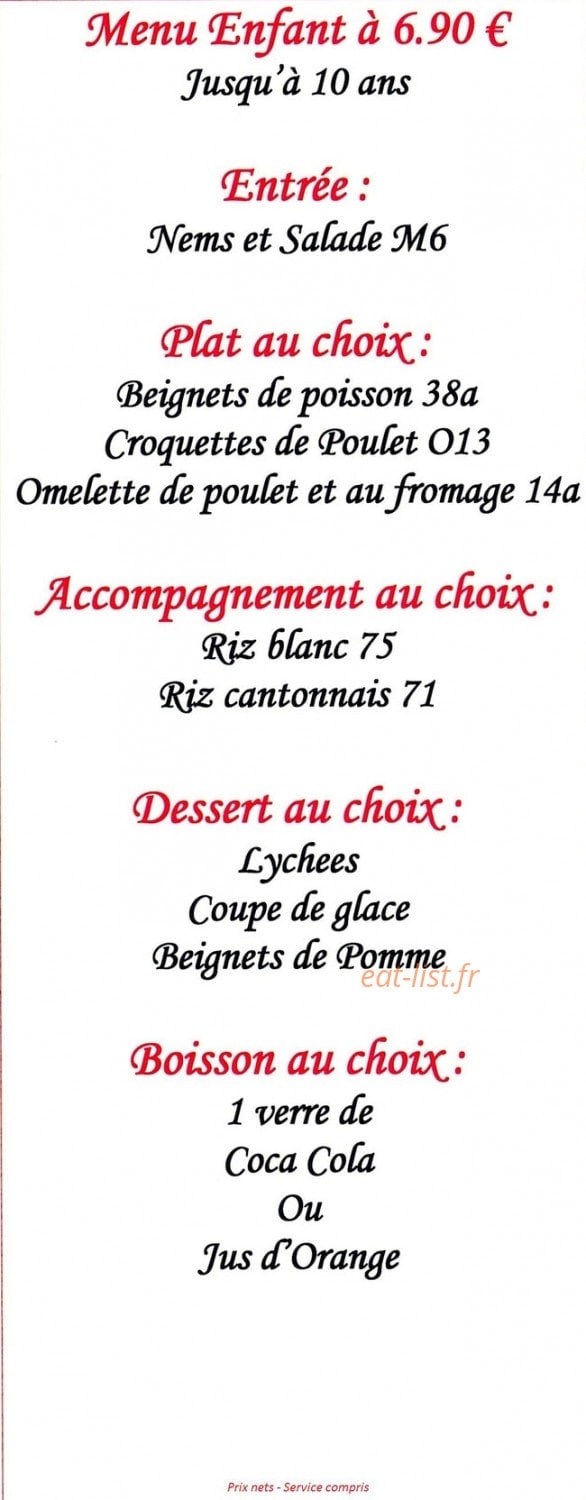 Le Gourmet d'Asie — carte page 1