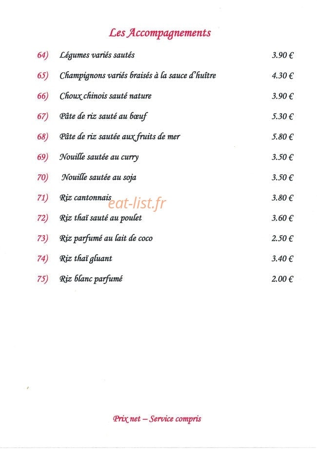 Le Gourmet d'Asie — carte page 9