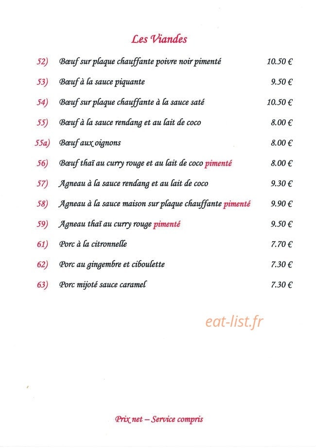 Le Gourmet d'Asie — carte page 10