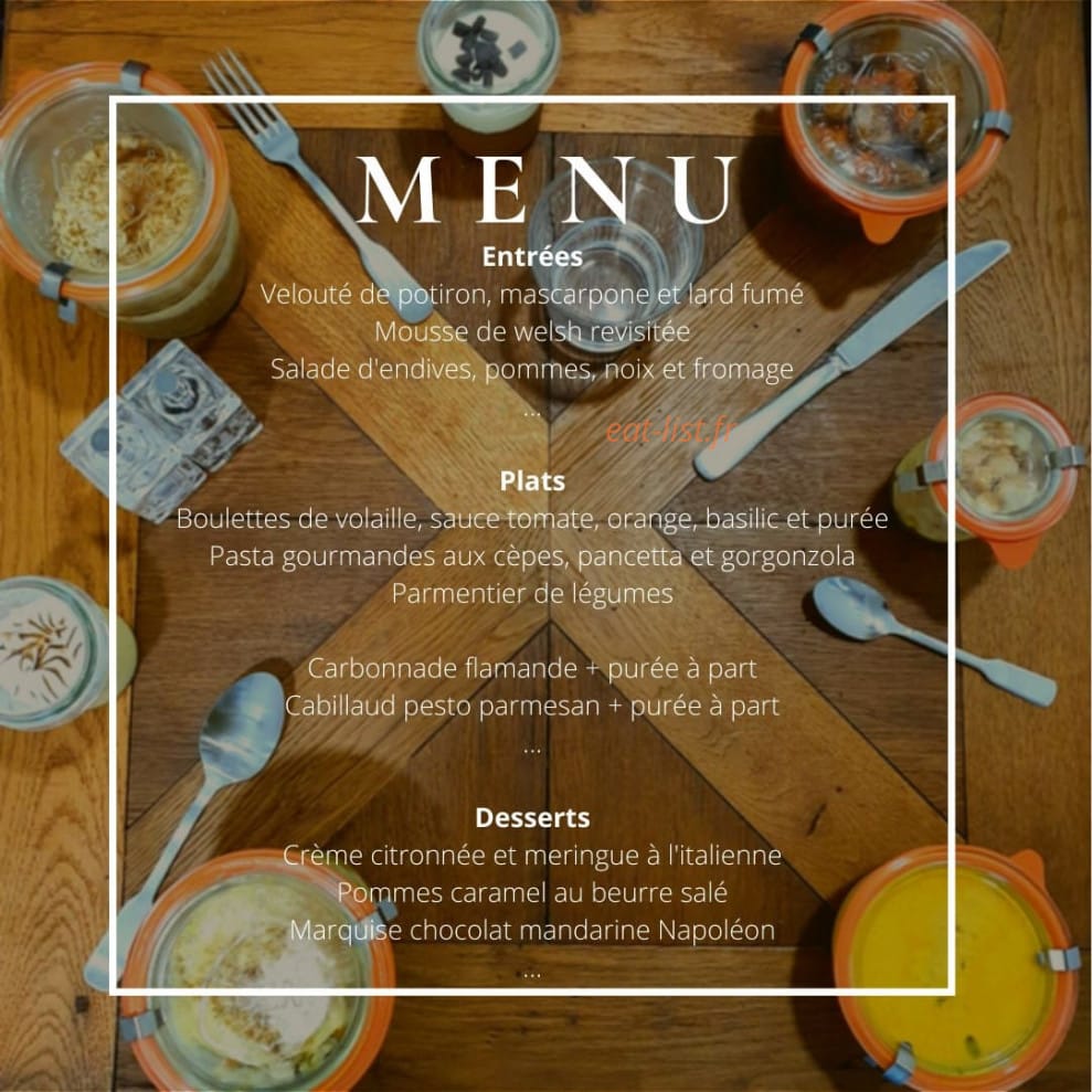 Madame Bistro — carte page 1