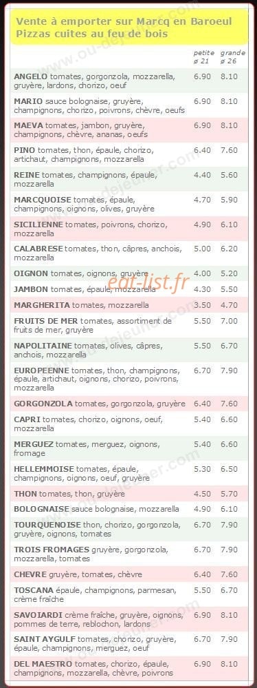 Pizza Zio — carte page 1