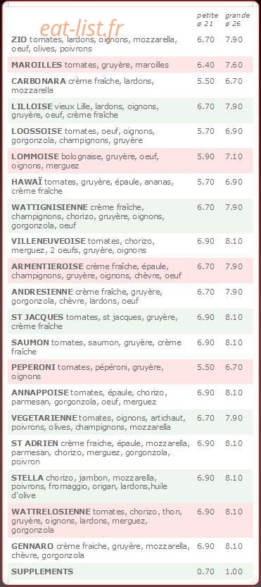 Pizza Zio — carte page 2