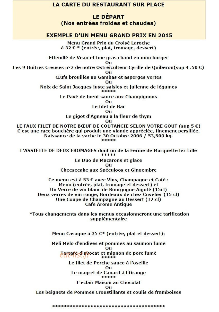 Restaurant de l'Hippodrome — carte page 2