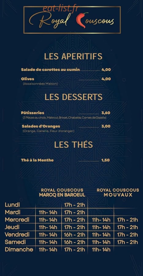 Royal Couscous — carte page 3