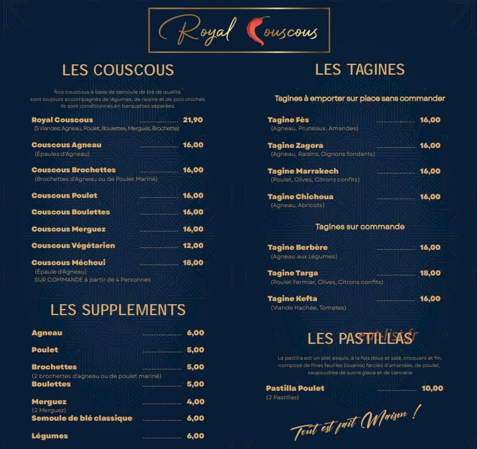 Royal Couscous — carte page 2