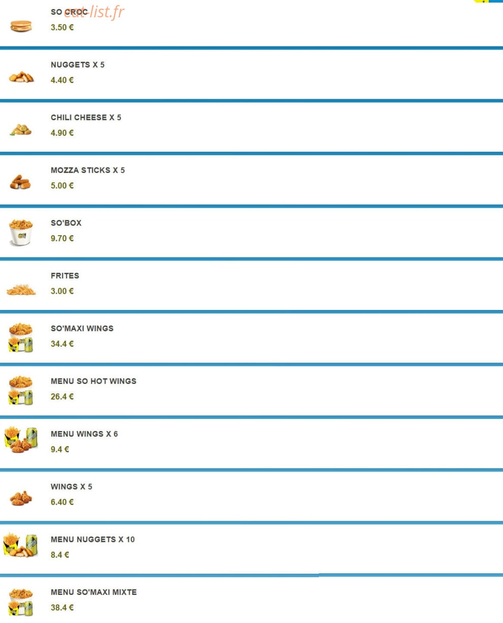 So Drive Burger — carte page 3