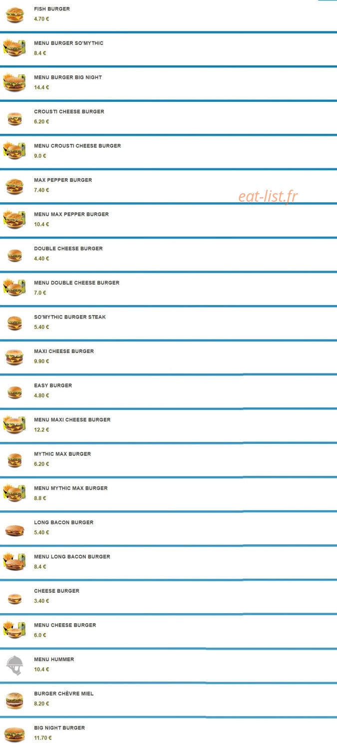 So Drive Burger — carte page 1