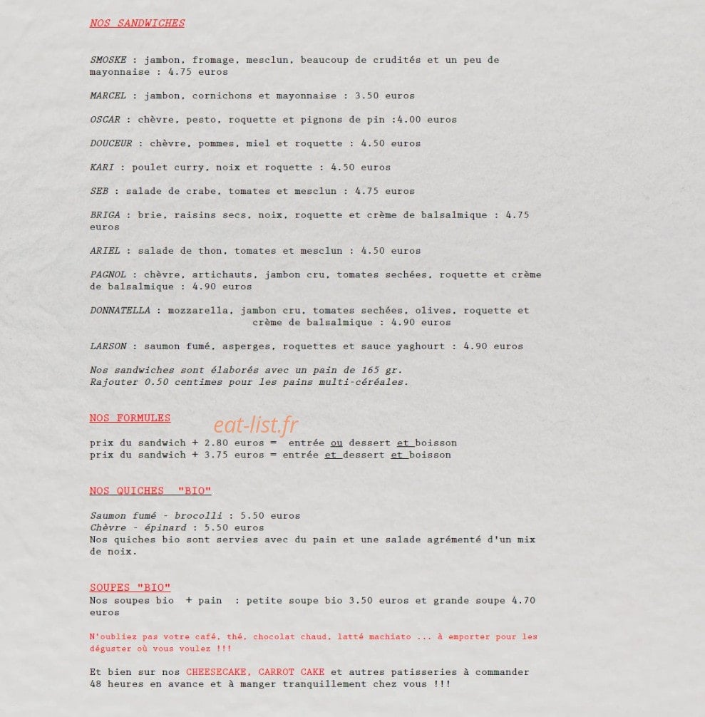 Un Déjeuner des Thés — carte page 2
