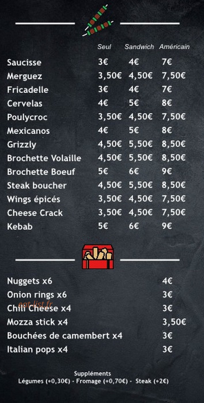 La Frite Avelinoise — carte page 3