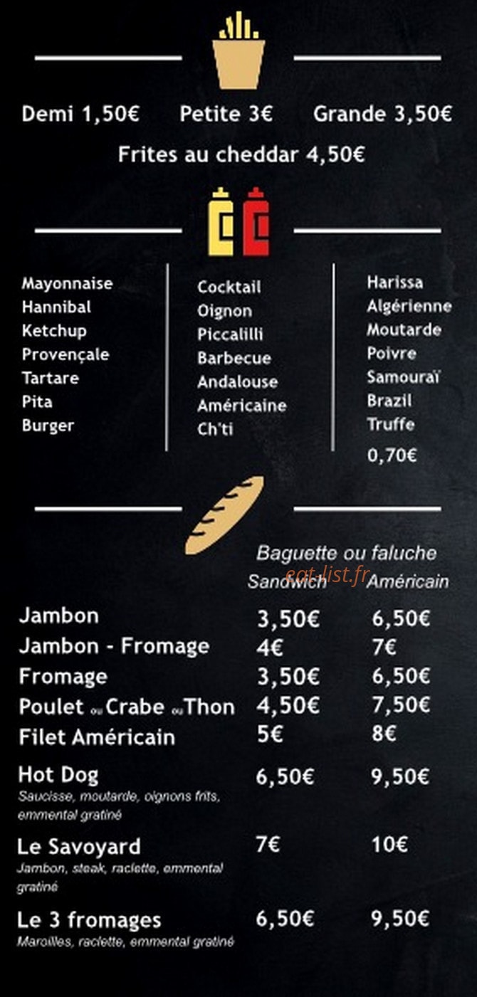 La Frite Avelinoise — carte page 2
