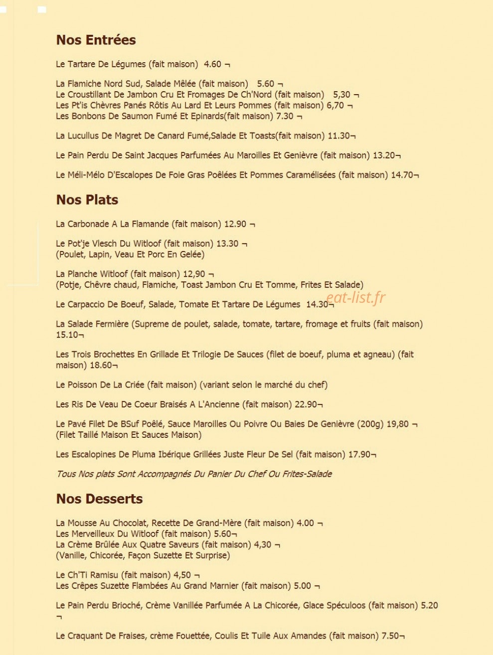 Le Witloof — carte page 1