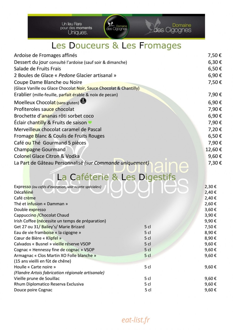 Restaurant des Cigognes — carte page 7