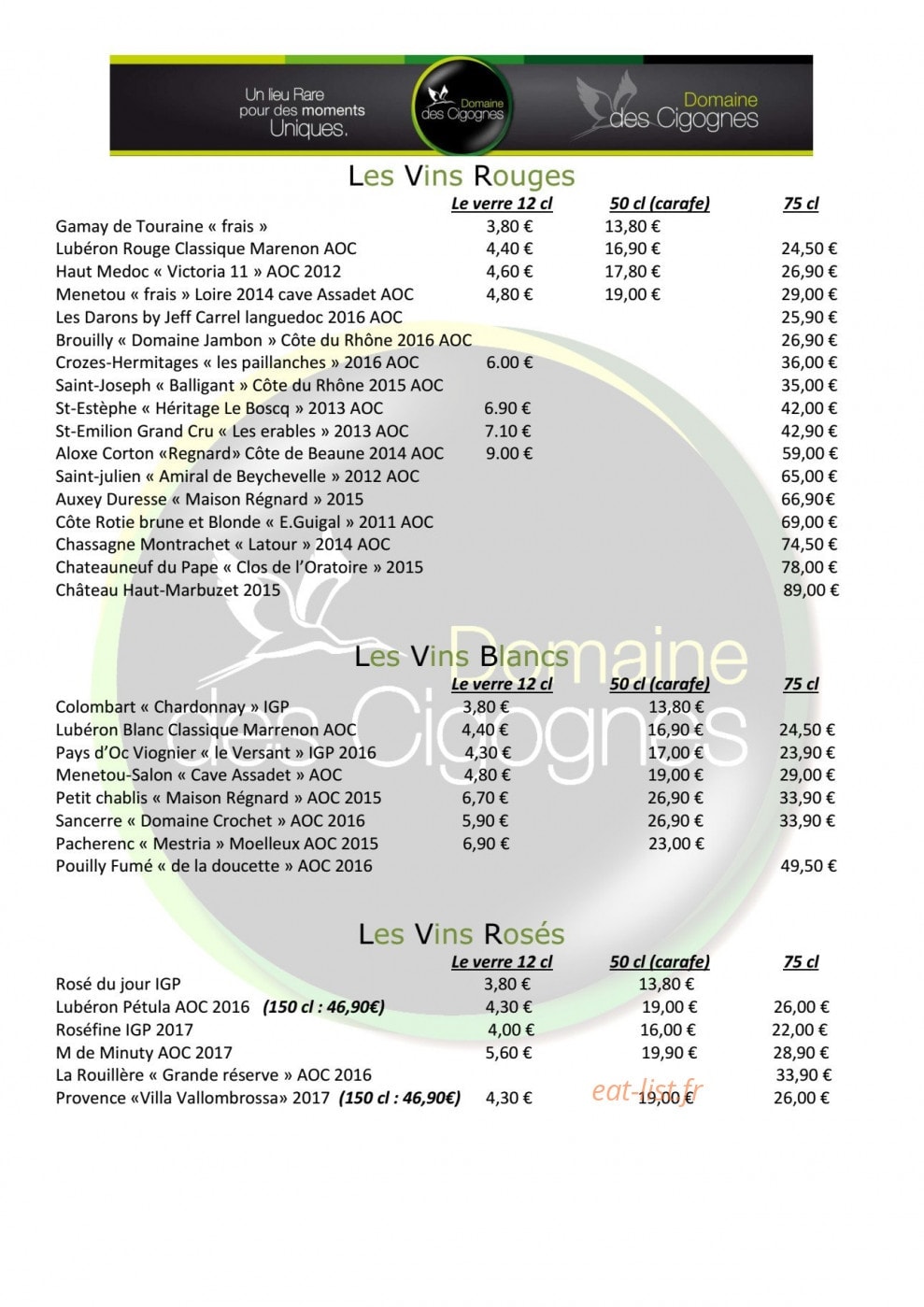 Restaurant des Cigognes — carte page 6