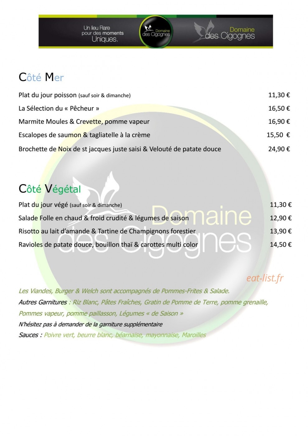 Restaurant des Cigognes — carte page 3