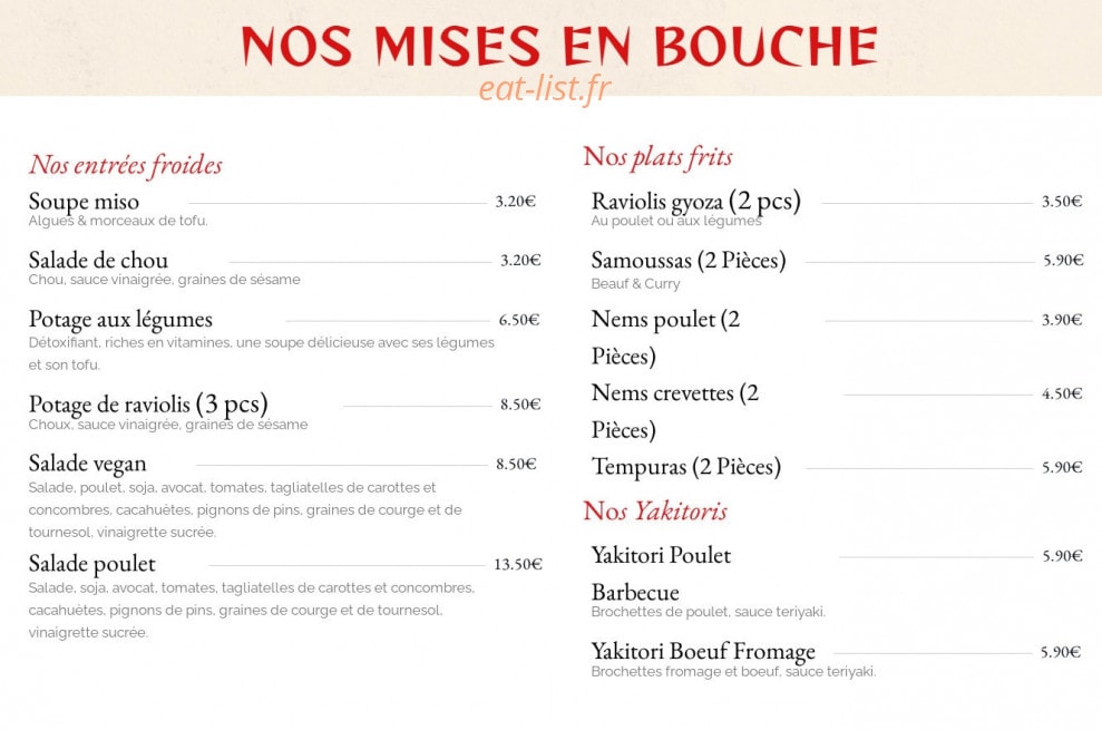 Sushimai — carte page 1