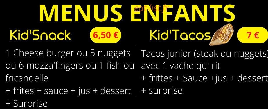 Carte et menu de O'Delicieux En-Cas à Louvroil — Les menus enfants