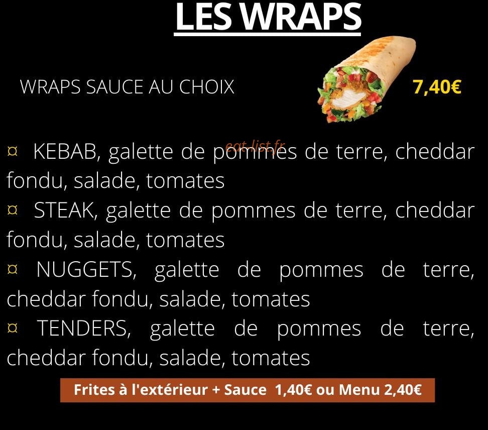 Carte et menu de O'Delicieux En-Cas à Louvroil — Les wraps