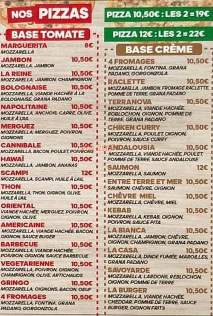 Régal food — carte page 2