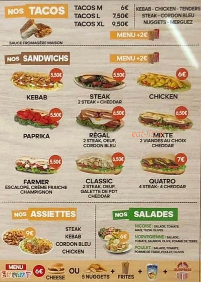Régal food — carte page 3