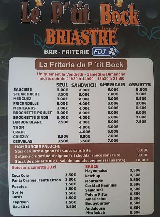 Le p'tit bock — carte page 2