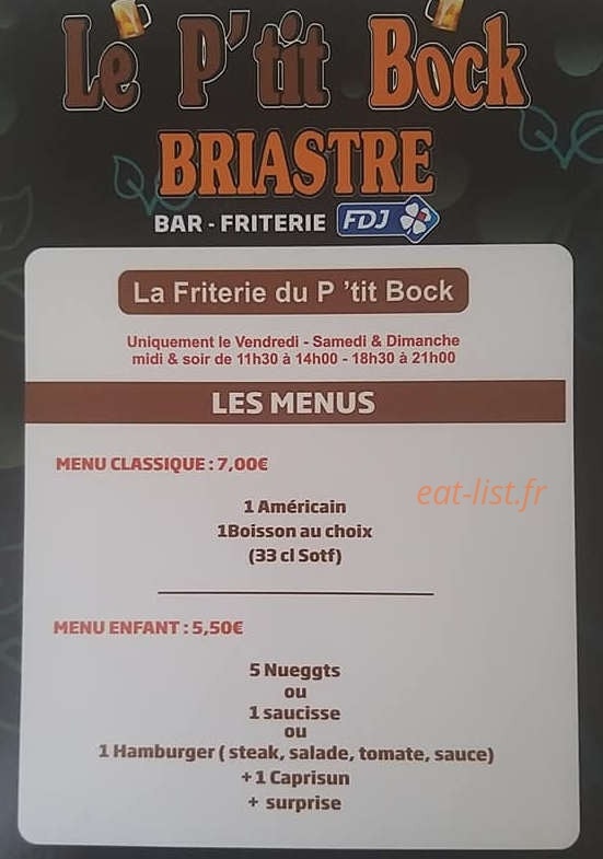 Le p'tit bock — carte page 1