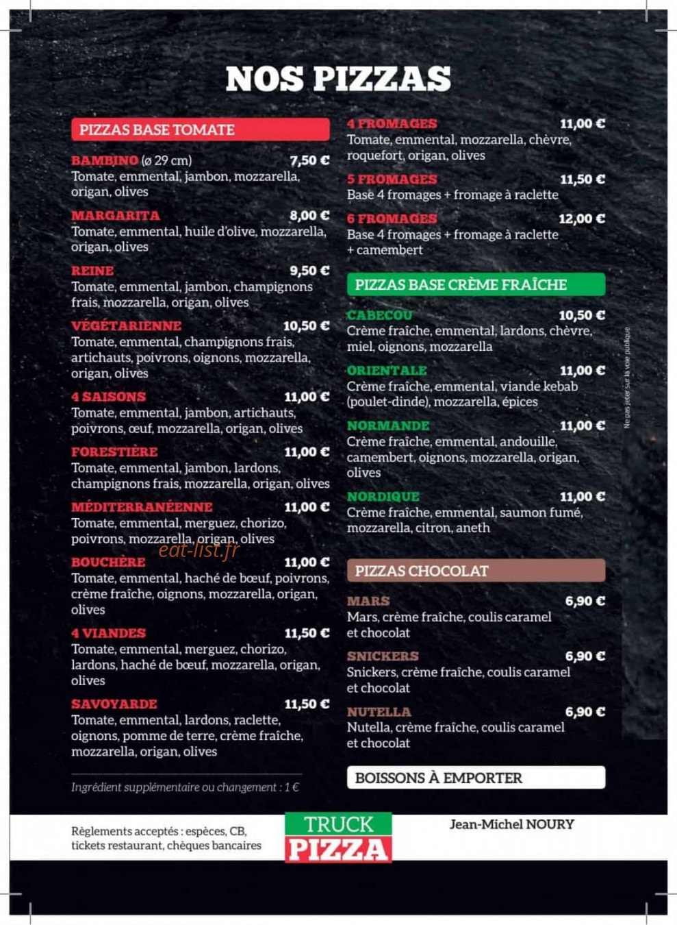 Truck Pizza — carte page 2