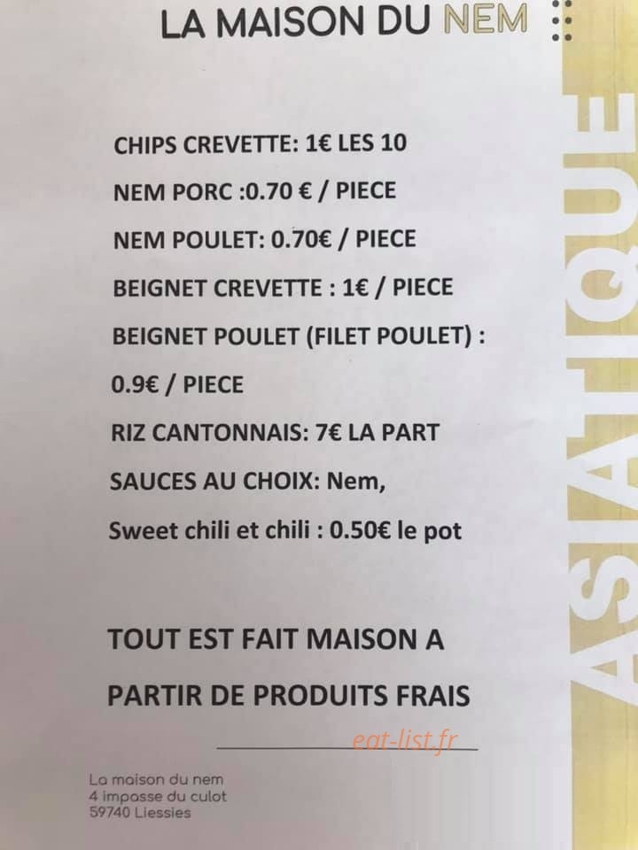 La Maison Du Nem — carte page 1