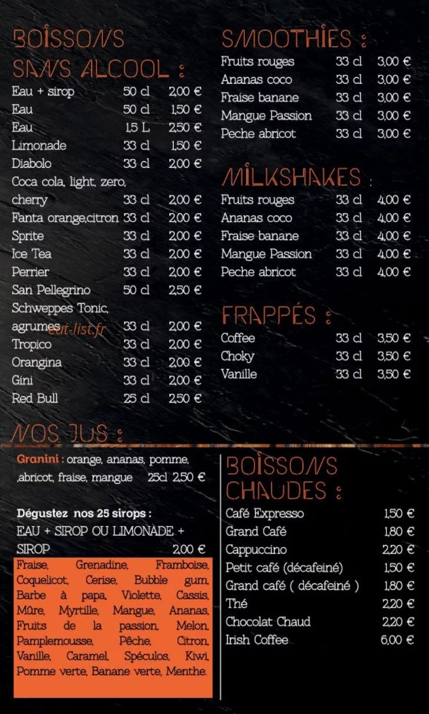 Willy's frites — carte page 8