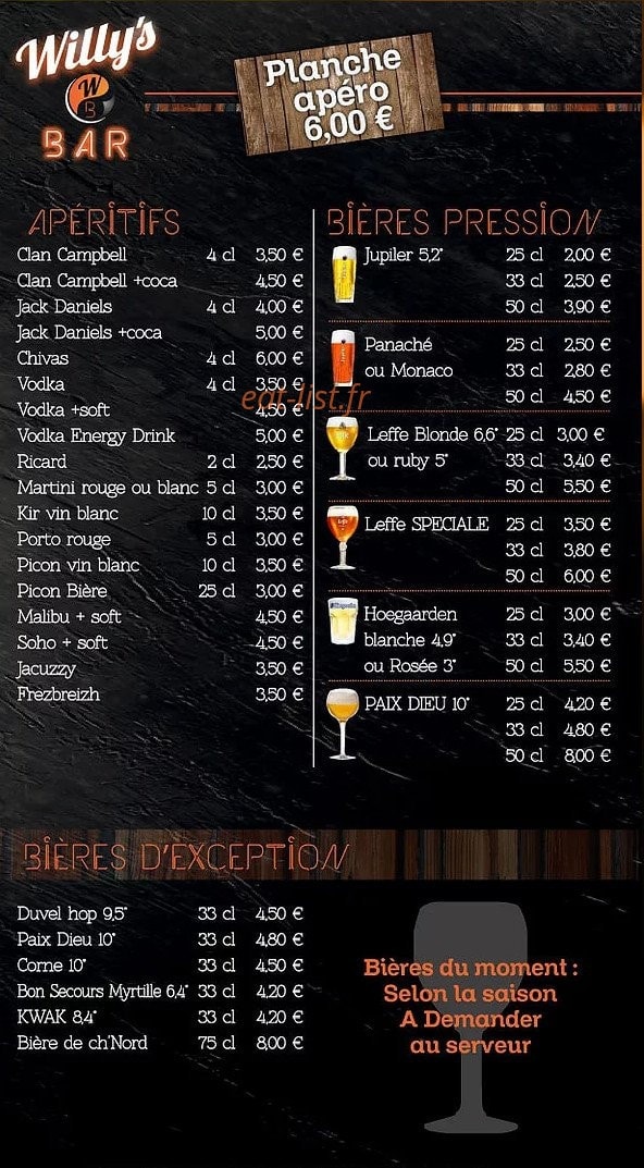 Willy's frites — carte page 7