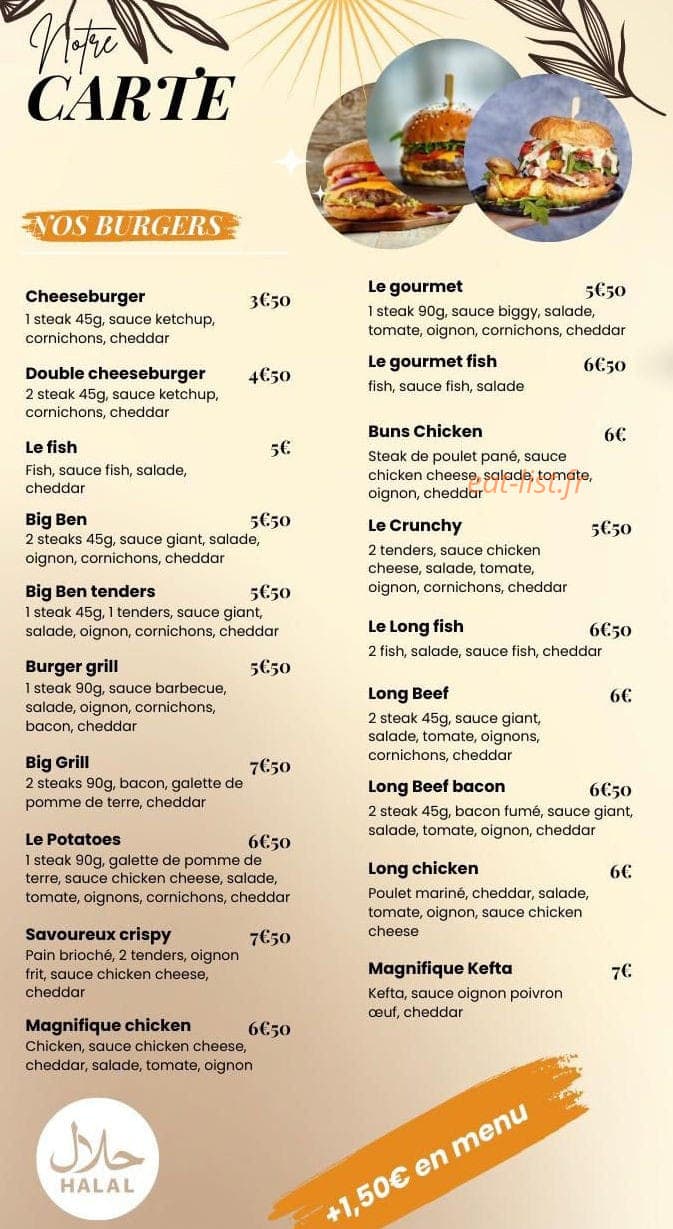 Ben’s burger — carte page 2
