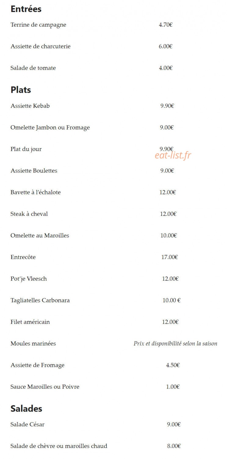 Café de la place — carte page 1