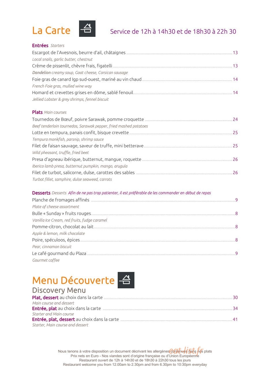 Le Plaza — carte page 3