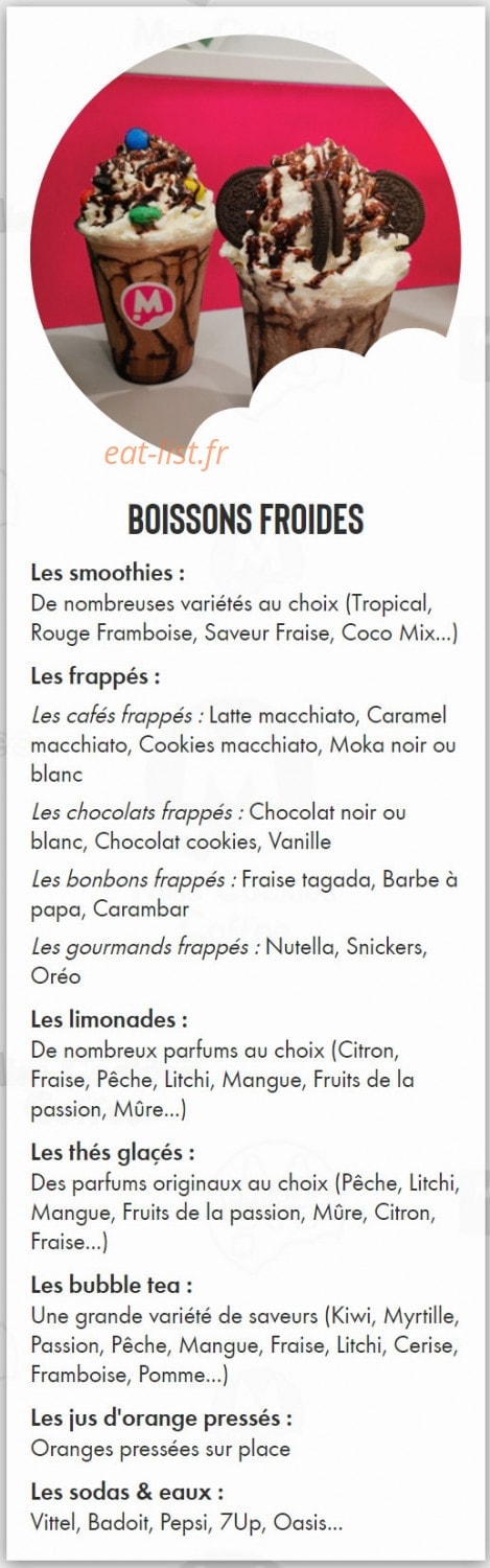 Miss Cookies — carte page 3
