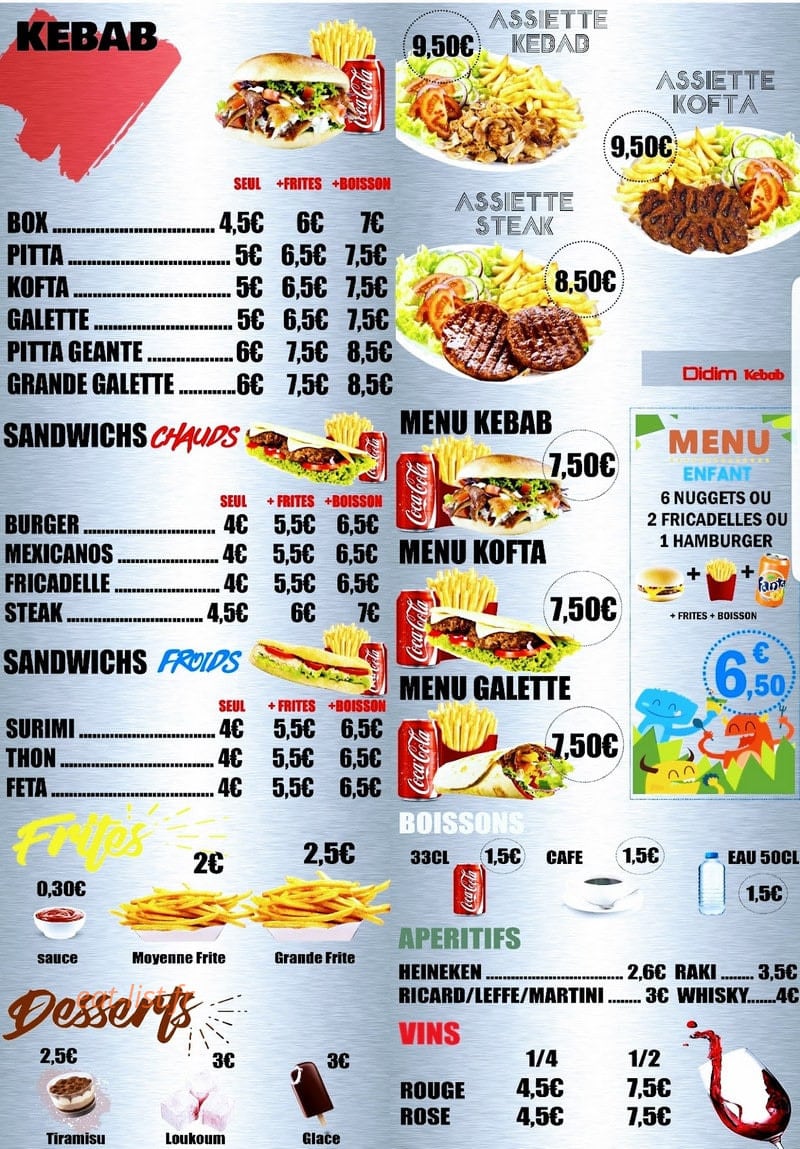 Didim Kebab — carte page 1