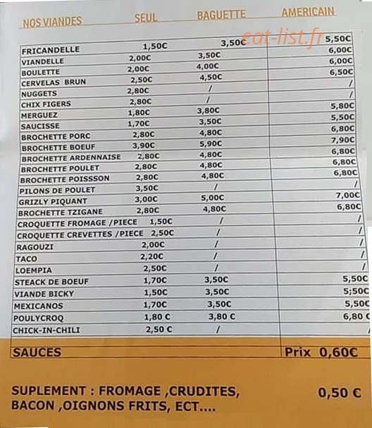 La Frite Adorée — carte page 3