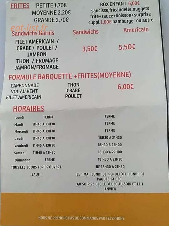 La Frite Adorée — carte page 4