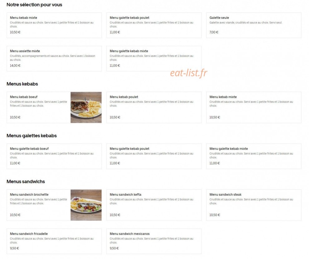 Kebab Ronchin — carte page 1