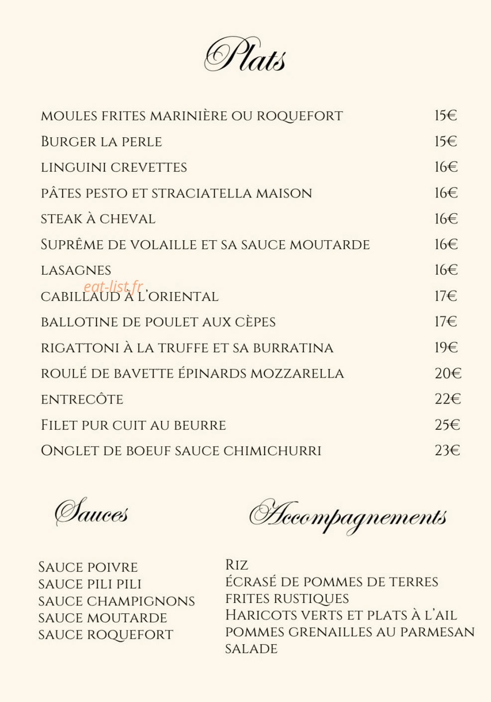 La Perle — carte page 2